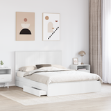 Storage Bed with Headboard White 150 x 200 cm Engineered Wood - Side View