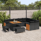 Garden Sofa Set with Cushion 12 pcs Black - Side View