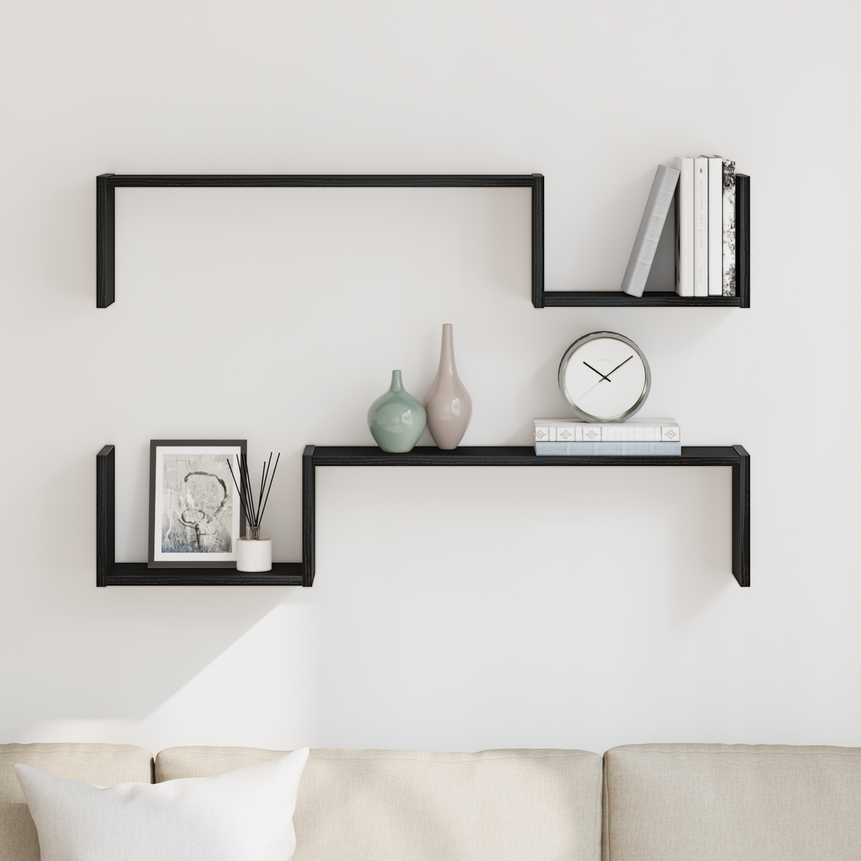 Wall Shelf 2 pcs Black Oak 100 x 15 x 20 cm Engineered Wood