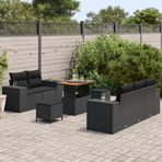 Garden Sofa Set 8 pcs 8-Seater Black Poly Rattan