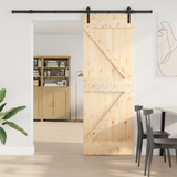 Sliding Door NARVIK Natural and Black 70 x 210 cm (213.5 cm)
