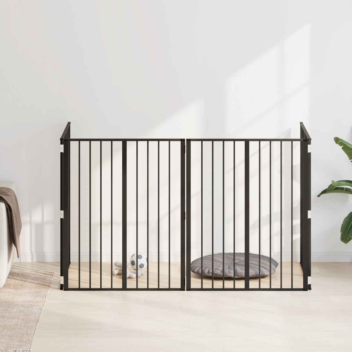 Dog Gate 4 pcs Black 80 x 100 cm Galvanised Steel