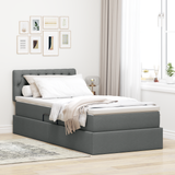LED Storage Bed with Mattress Dark Grey 107 x 203 cm Fabric
