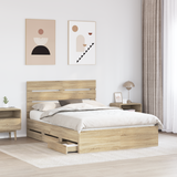 Bed Frame with Drawer Sonoma Oak 150 x 200 cm Engineered Wood - Side View
