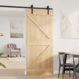 Door NARVIK Natural 90 x 210 cm Solid Pine Wood - Side View