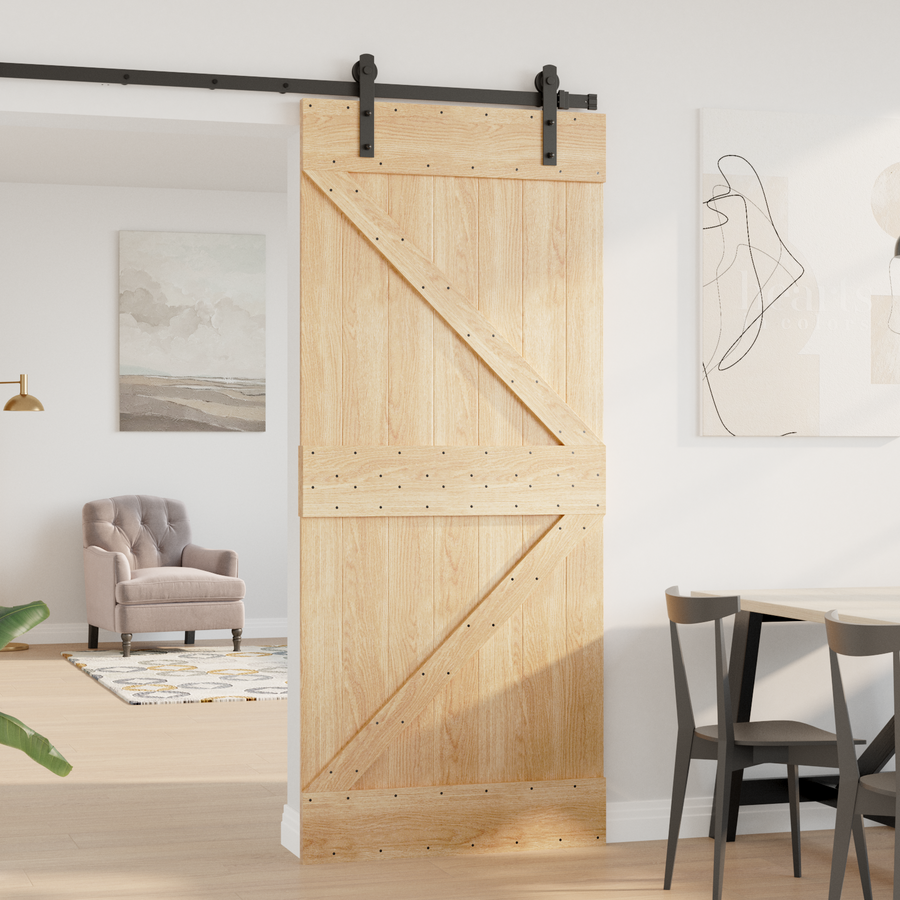 Door NARVIK 90 x 210 cm Solid Pine Wood (Untreated) Natural