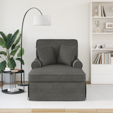 Chaise Lounge with Skirt 3 pcs Dark Grey Corduroy Fabric - Side View