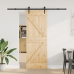 Sliding Door NARVIK Natural and Black 70 x 210 cm (213.5 cm)