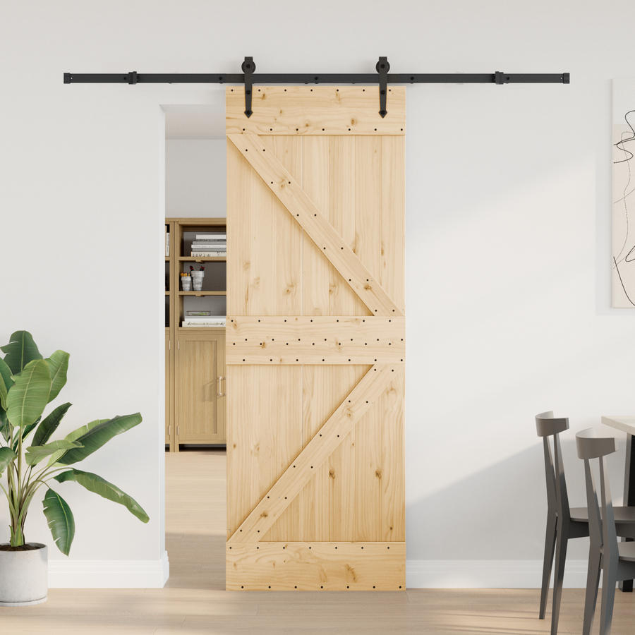 Sliding Door NARVIK Natural and Black 70 x 210 cm (213.5 cm)