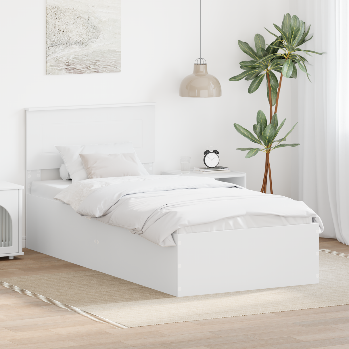 Bed Frame with Headboard White 90 x 190 cm Engineered Wood