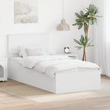 Bed Frame with Headboard White 90 x 190 cm Engineered Wood - Front View