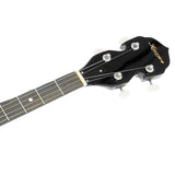 Karrera 5-String Resonator Banjo - Black - Close-Up Angle