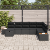 Garden Sofa Set with Cushion with Storage Black Poly Rattan - Side View