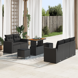 Garden Sofa Set with Cushion 8 pcs Black Poly Rattan