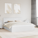 Bed Frame with Headboard White 180 x 200 cm Engineered Wood - Front View