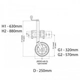 AL-KO 10-inch 623660XP3 Heavy-Duty Solid Tyre Jockey Wheel - 45-Degree Angle