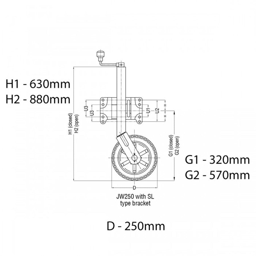 AL-KO 10-inch 623660XP3 Heavy-Duty Solid Tyre Jockey Wheel