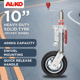 AL-KO 10-inch 623660XP3 Heavy-Duty Solid Tyre Jockey Wheel - Rear View