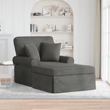 Chaise Lounge with Skirt 3 pcs Dark Grey Corduroy Fabric - Front View