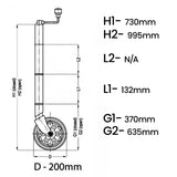AL-KO Premium 8in Extra Tall Jockey Wheel 628300 - Side View