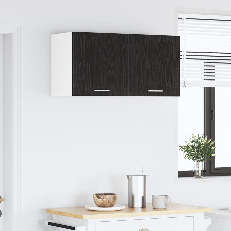 Hanging Cabinet Black Oak and White 40 x 31 x 40 cm