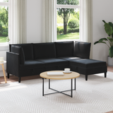 Living Room Furniture Set with Cushion 4 pcs Black Velvet - Front View