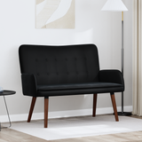 Two Seater Sofa Black 115 x 61 x 87 cm Velvet - Front View