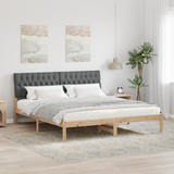 Bed Frame with Upholstered Headboard Brown 180 x 200 cm - Side View