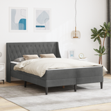 Bed Frame with Mattress Dark Grey 137 x 190 cm Velvet - Front View