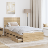 Bed Frame with Drawer Sonoma Oak 90 x 190 cm Engineered Wood