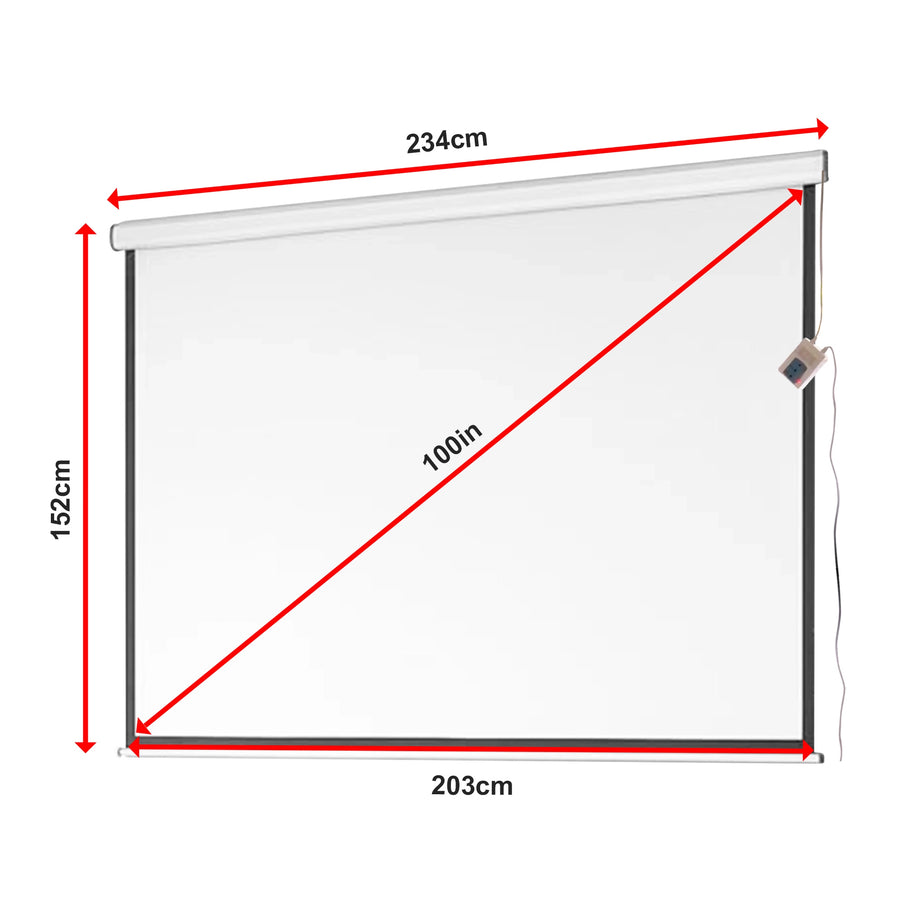 100" Electric Motorised Projector Screen TV +Remote