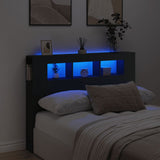 LED Headboard Black 140 cm Engineered Wood - Front View