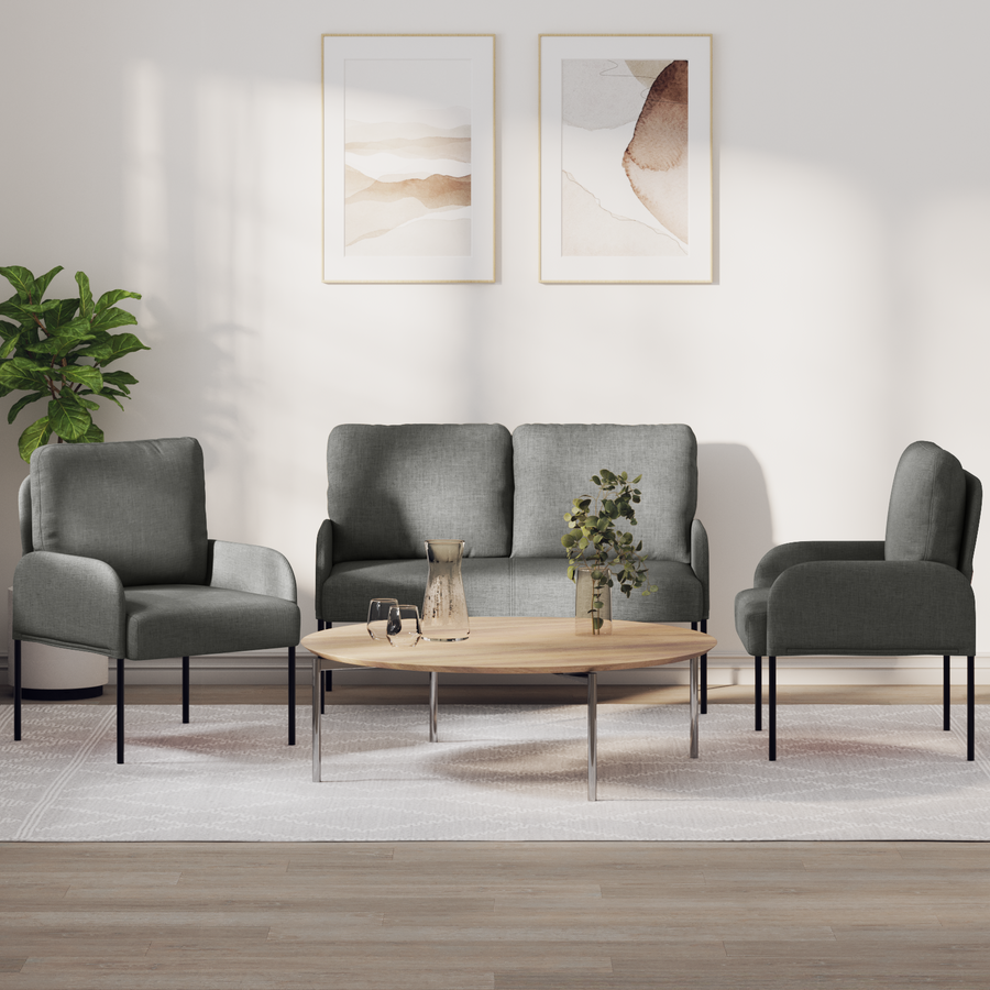 Sofa Sets 3 pcs Dark Grey Plywood