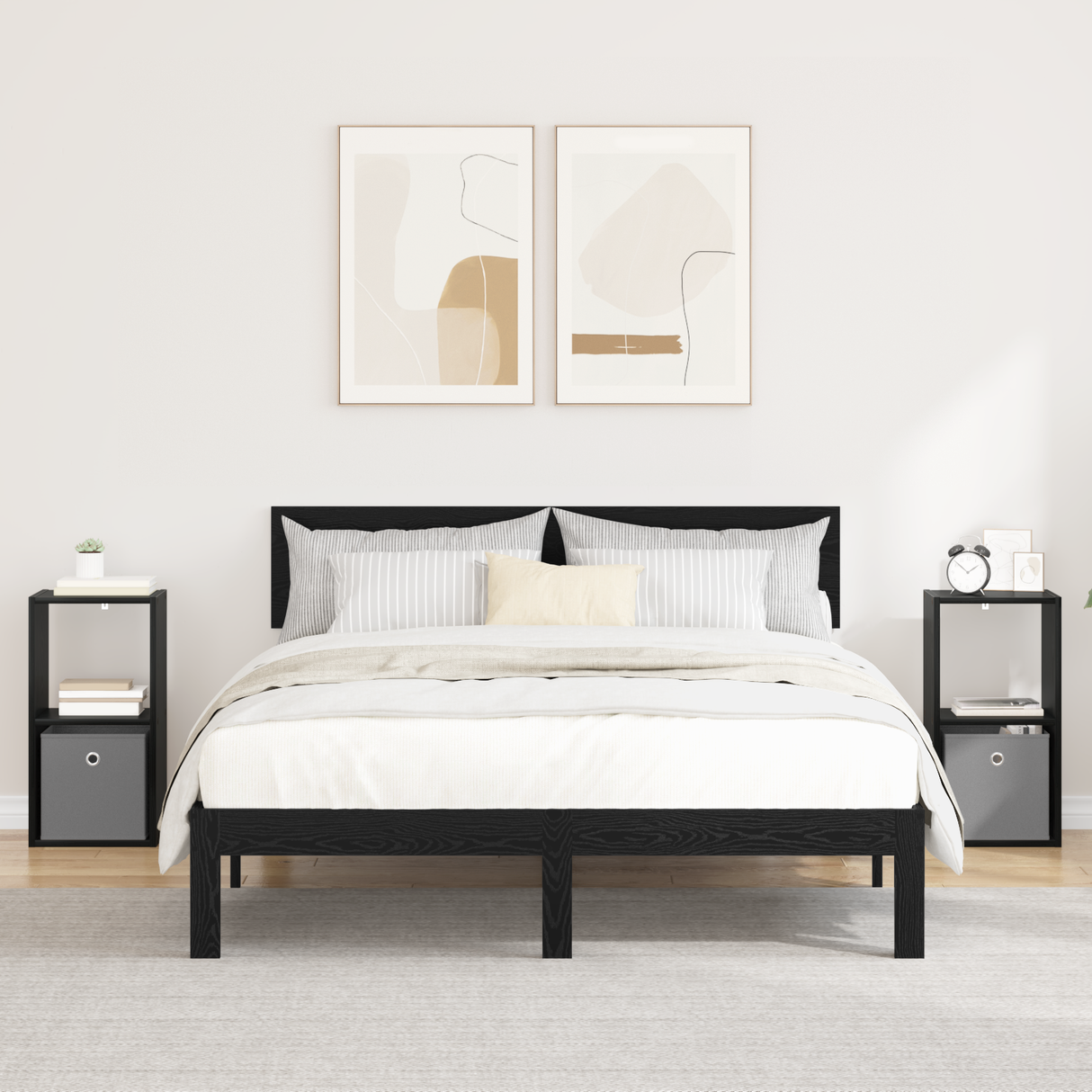 Bedside Table with Drawer 2 pcs Black Oak 30.5 x 27 x 59.5 cm