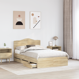 Bed Frame with Drawer Sonoma Oak 135 x 190 cm Engineered Wood - Side View