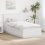 Bed Frame with Headboard White 90 x 190 cm Engineered Wood - Side View