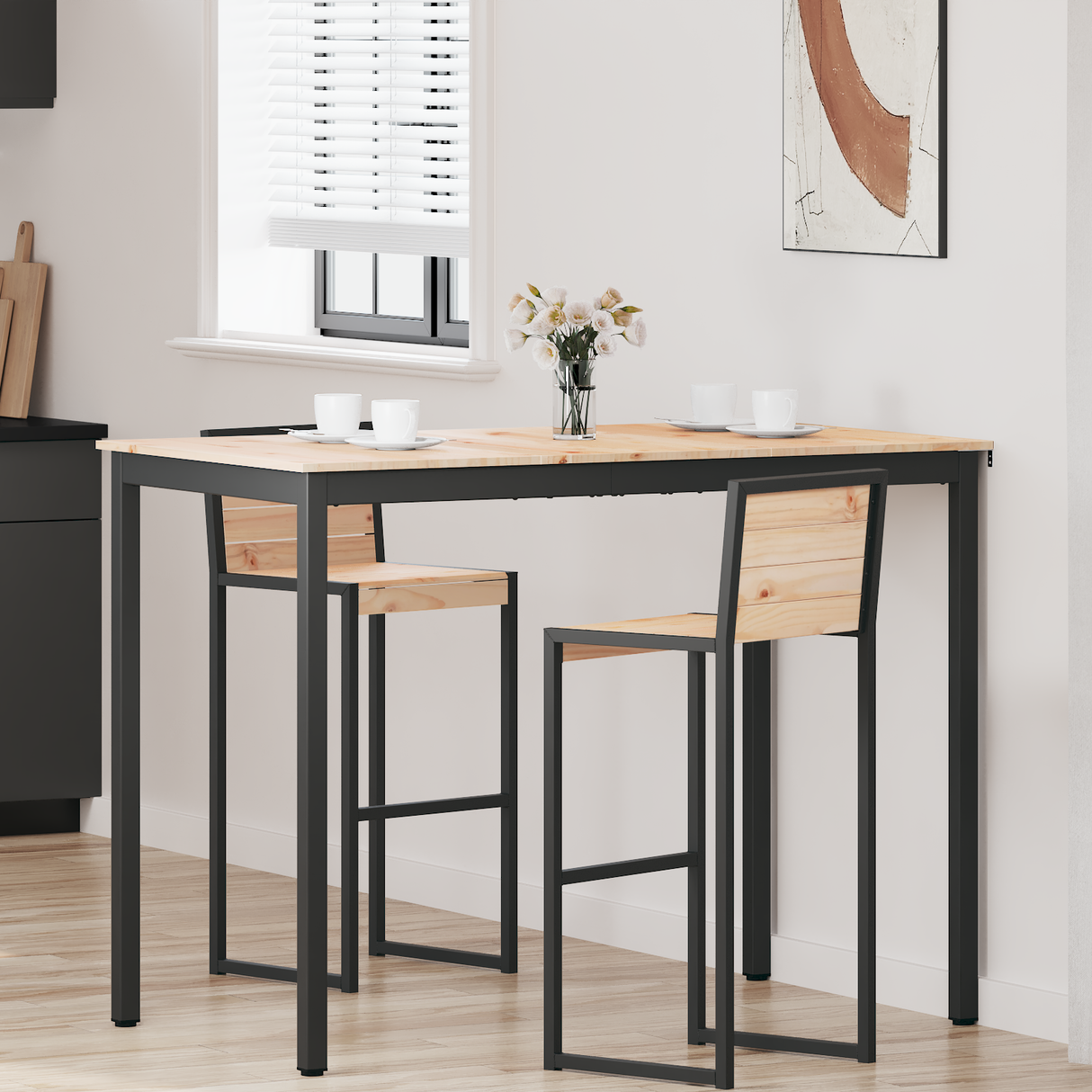 Bar Table Natural 140 x 80 x 105 cm Solid Pine Wood
