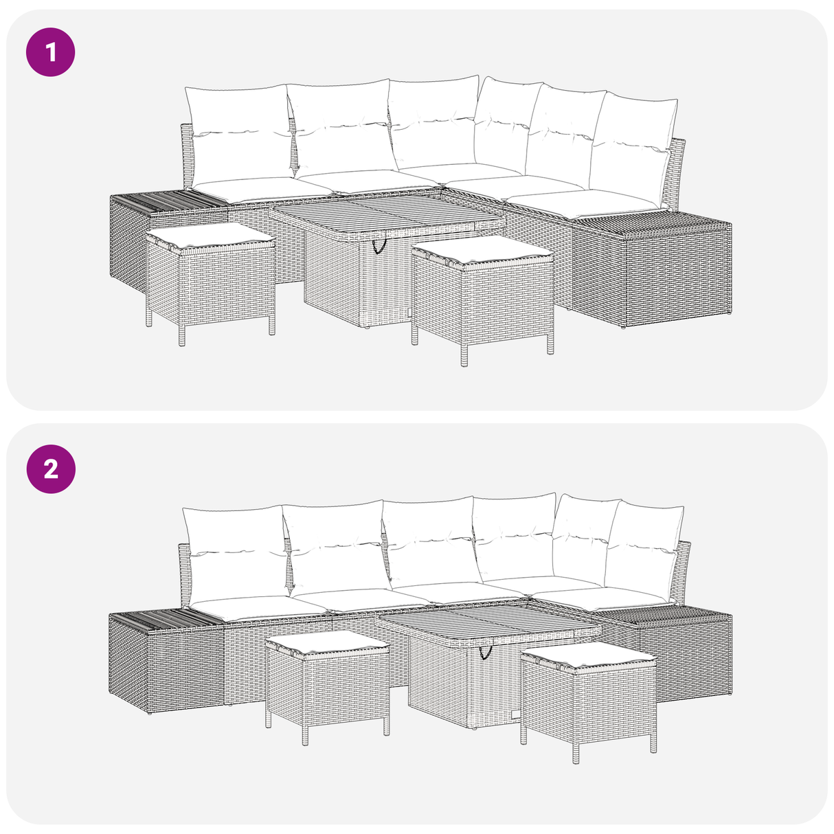 Garden Sofa Set 8 pcs Black Poly Rattan and Powder-coated Steel