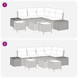 Garden Sofa Set 8 pcs Black Poly Rattan and Powder-coated Steel