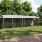 Dog Cage with Roof Silver 800 x 200 x 256 cm Steel and PE - Front View