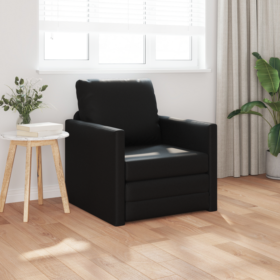 Sofa Bed Black 74 x 77 x 81 cm Artificial Leather