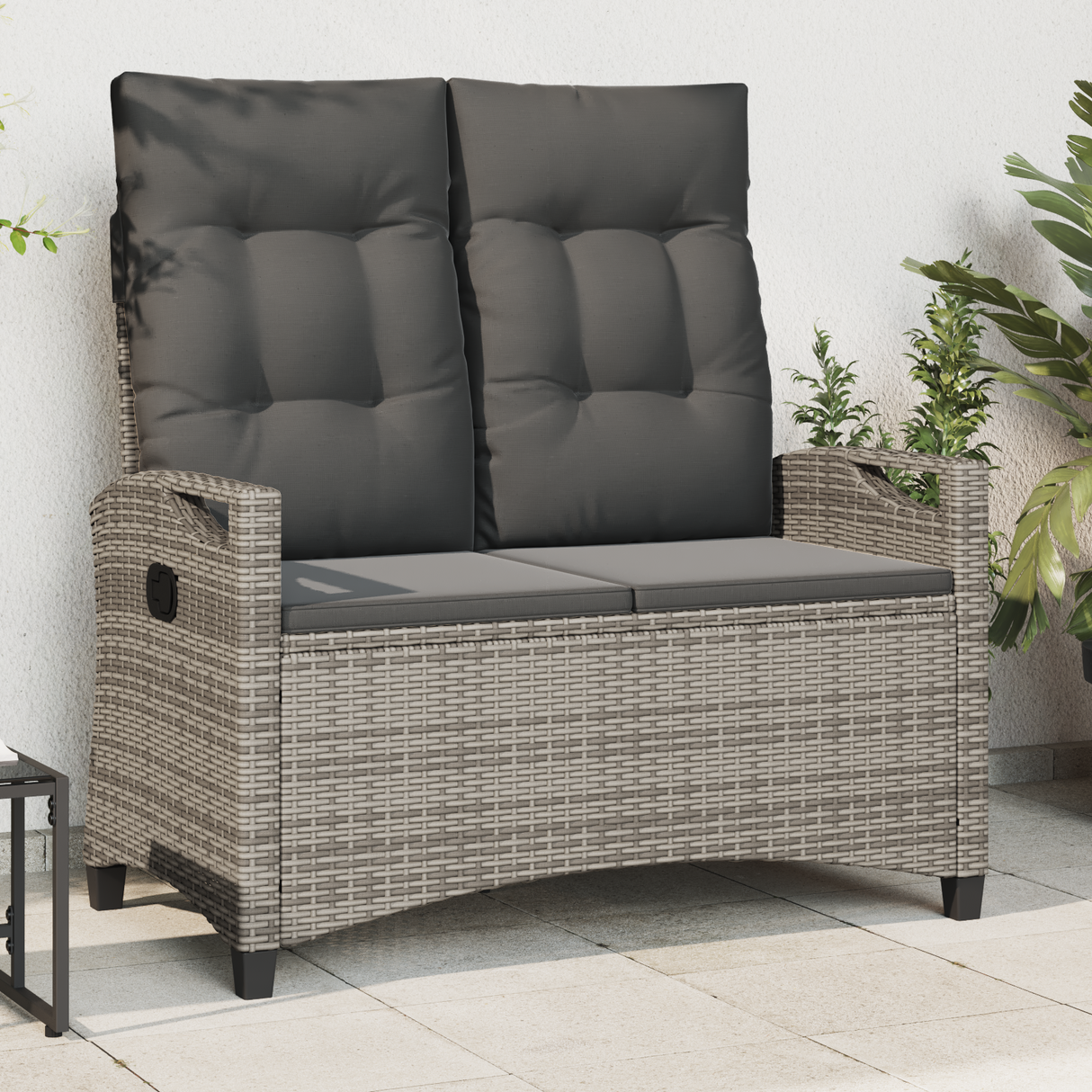 Garden Bench with Pillow Grey and Dark Grey 105 x 60 x 112 cm