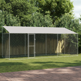 Dog Cage with Roof Silver 600 x 200 x 256 cm Steel and PE - Front View