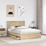 Bed Frame with Drawer Sonoma Oak 135 x 190 cm Engineered Wood