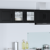 Wall Glass Cabinet PORTO Black 80 x 31 x 40 cm Engineered Wood - Side View
