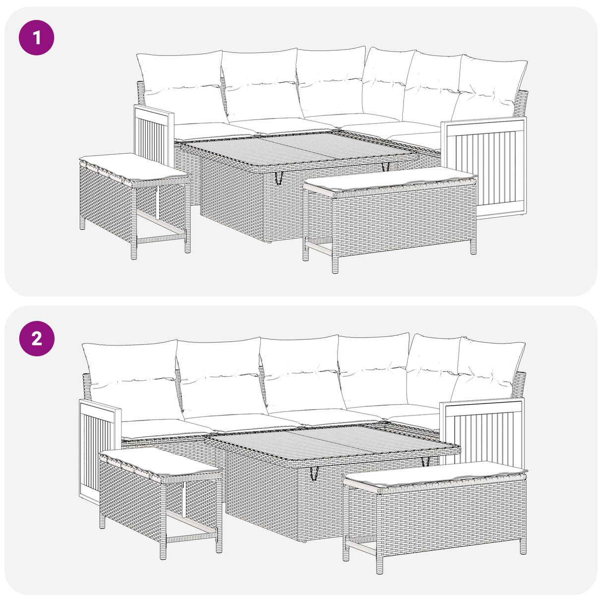 Garden Sofa Set with Cushion 12 pcs Black