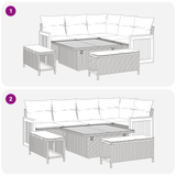 Garden Sofa Set with Cushion 12 pcs Black - Low Angle
