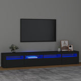 TV Cabinet with LED Lights Black 240x35x40 cm - Front View