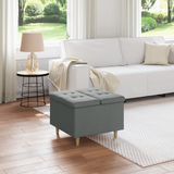 Storage Ottoman with Cushion Dark Grey 60 x 60 x 45 cm Fabric - Side View