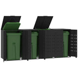 Wheelie Bin Storage for 4 Bins Black 276x79x117 cm Steel - Front View